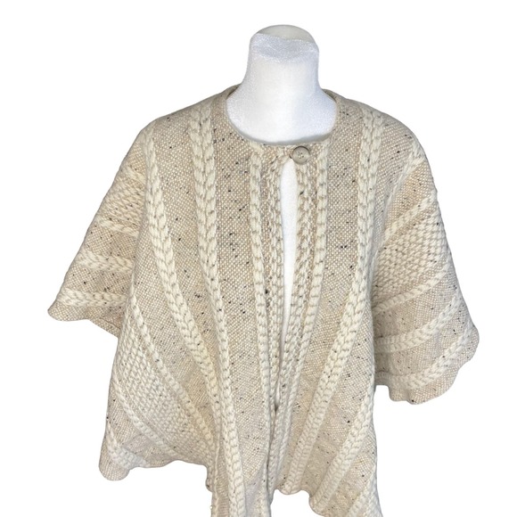 Branigan Weavers Irish Women's Winter Wool Cape Coat Cable Knit Poncho Shawl OS - Picture 2 of 12